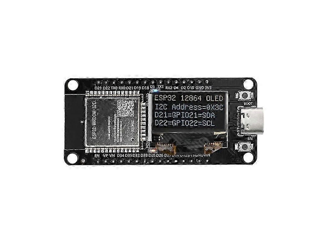 Placa De Desenvolvimento Esp32 Esp-wroom-32d Wifi Bluetooth Ch340 Com Tela Oled 0.96 Polegadas Amarela E Azul, Conector Type-c