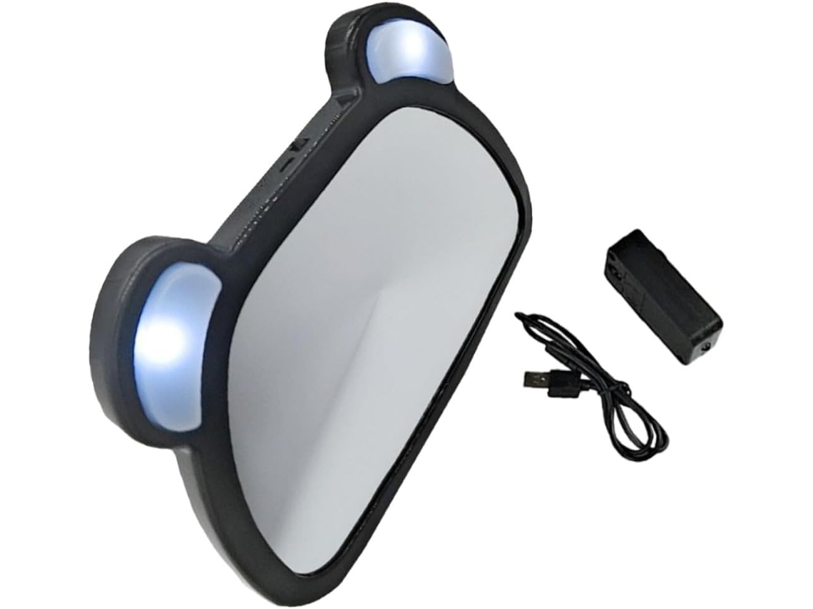 Espelho De Observação Para Carro Com Controle Remoto Led, Recarregável Via Usb, Tamanho Grande, Plástico Resistente.