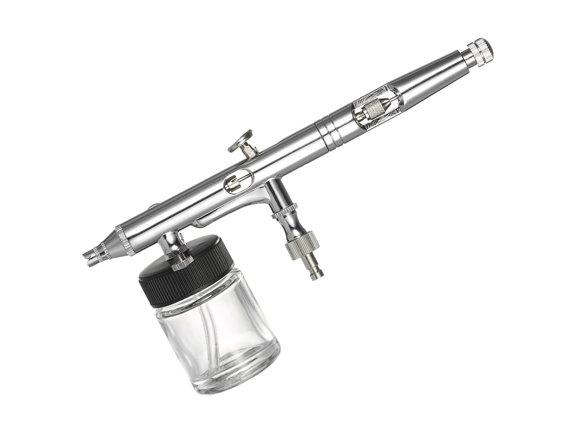 Kit de aerógrafo de dupla ação com alimentação lateral KKmoon 0,25 mm 7 cc 22 cc para maquiagem, arte e pintura profissional de modelos.