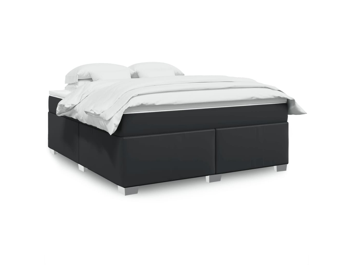 Vidaxl Cama Com Molas/colchão 180x200 Cm Couro Artificial Preto