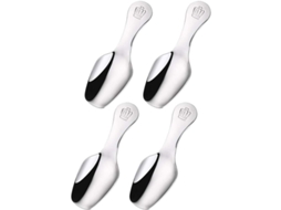4 colheres de aço inox pequenas com cabo curto para chá, café, especiarias | S/MARCA