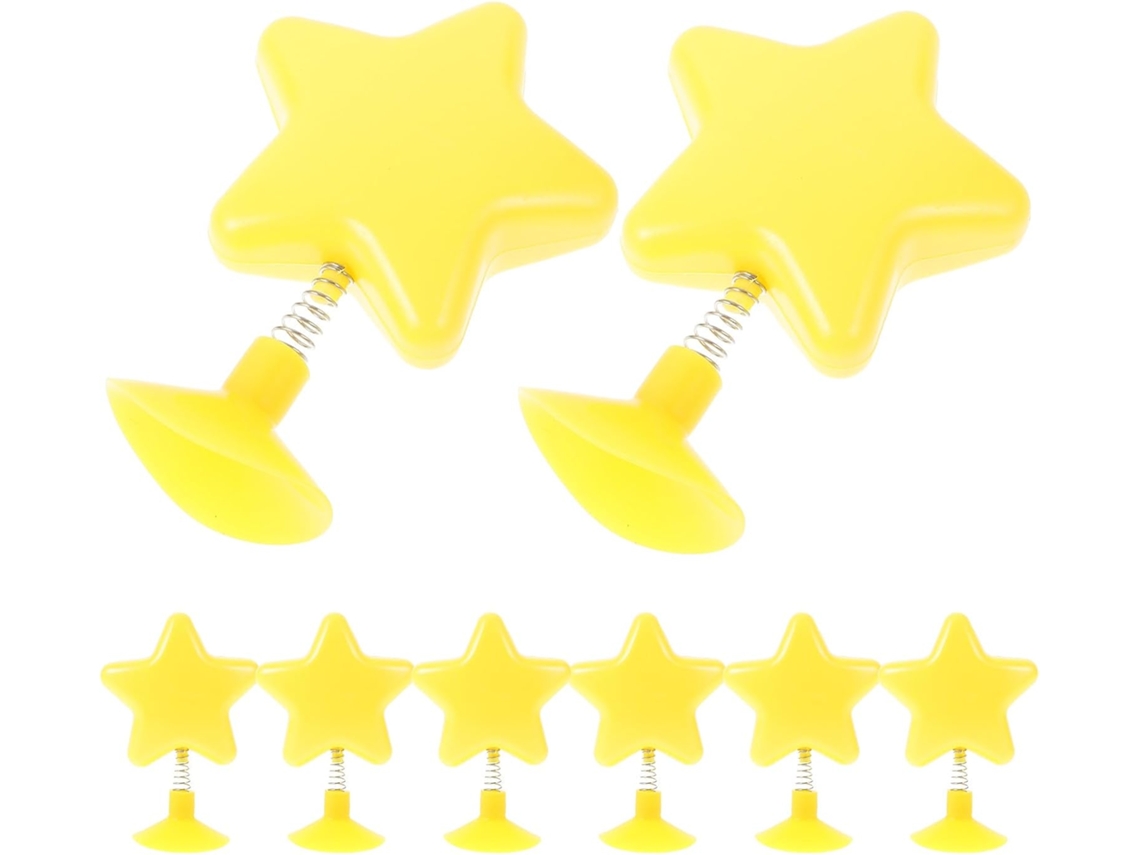 Conjunto De 8 Enfeites Divertidos De Plástico Amarelo Em Formato De Estrela Para Decorar Capacetes.
