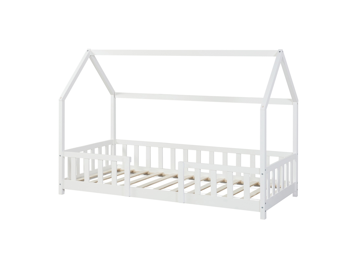 Cama de Criança EN.CASA Sisimiut Forma de Casa Pinho 90X200 Cm Branco