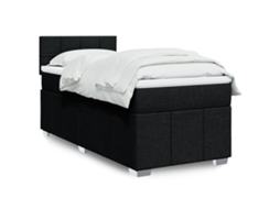 Cama Com Molas/colchão 90x200 Cm Tecido Preto