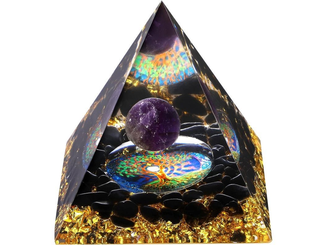 Pirámide De Energía Positiva 2.3×2.3in Cristales Orgonita Para Reducir Estrés Sanación Meditación Atraer Prosperidad