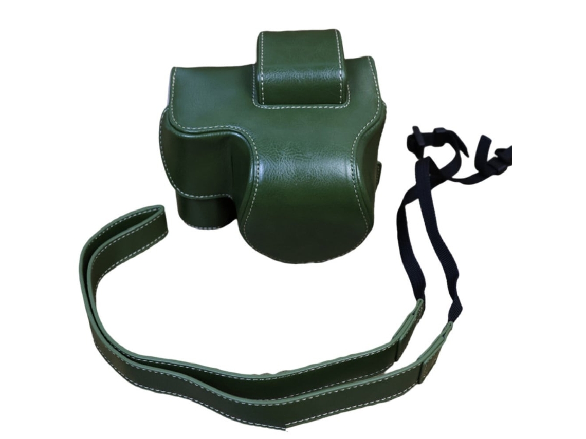 Capa De Couro Com Alça De Ombro Para Nikon Z50 / Z30 Verde Brilvibera