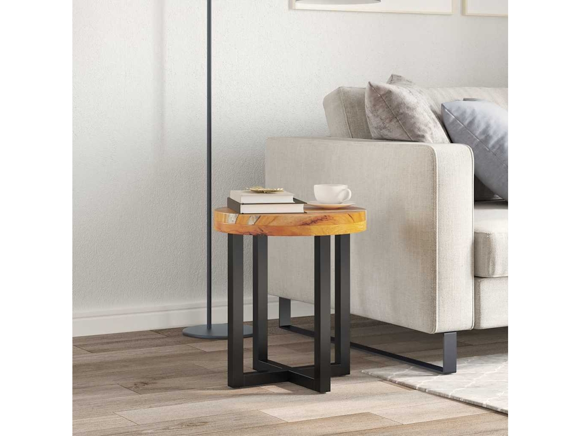 Vidaxl Mesa De Centro 40x45 Cm Madeira De Teca Maciça E Poliresina