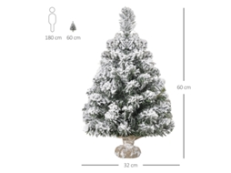 Mini Árvore Natal, 60cm, Neve, Base de Cimento | S/MARCA