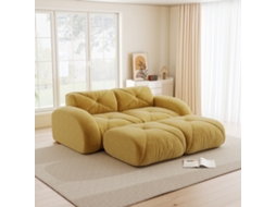 Sofá Modular 2 Lugares Amarelo Com 2 Puffs E Design Antiderrapante Sem Montagem
