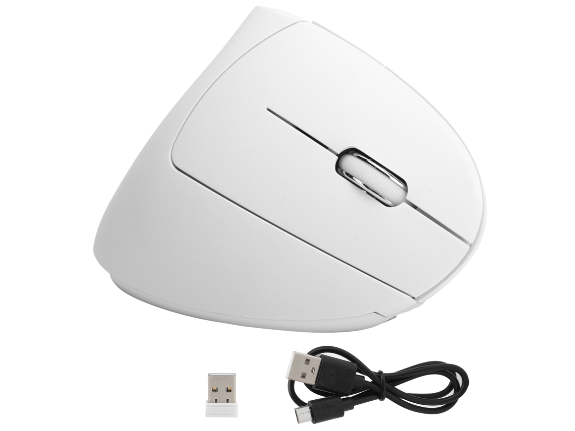 Ratón Vertical Inalámbrico 2.4g, Recargable por Usb, 4 Dpi, Rgb, para Oficina Y Juegos, Blanco, H1 Computer Accessories