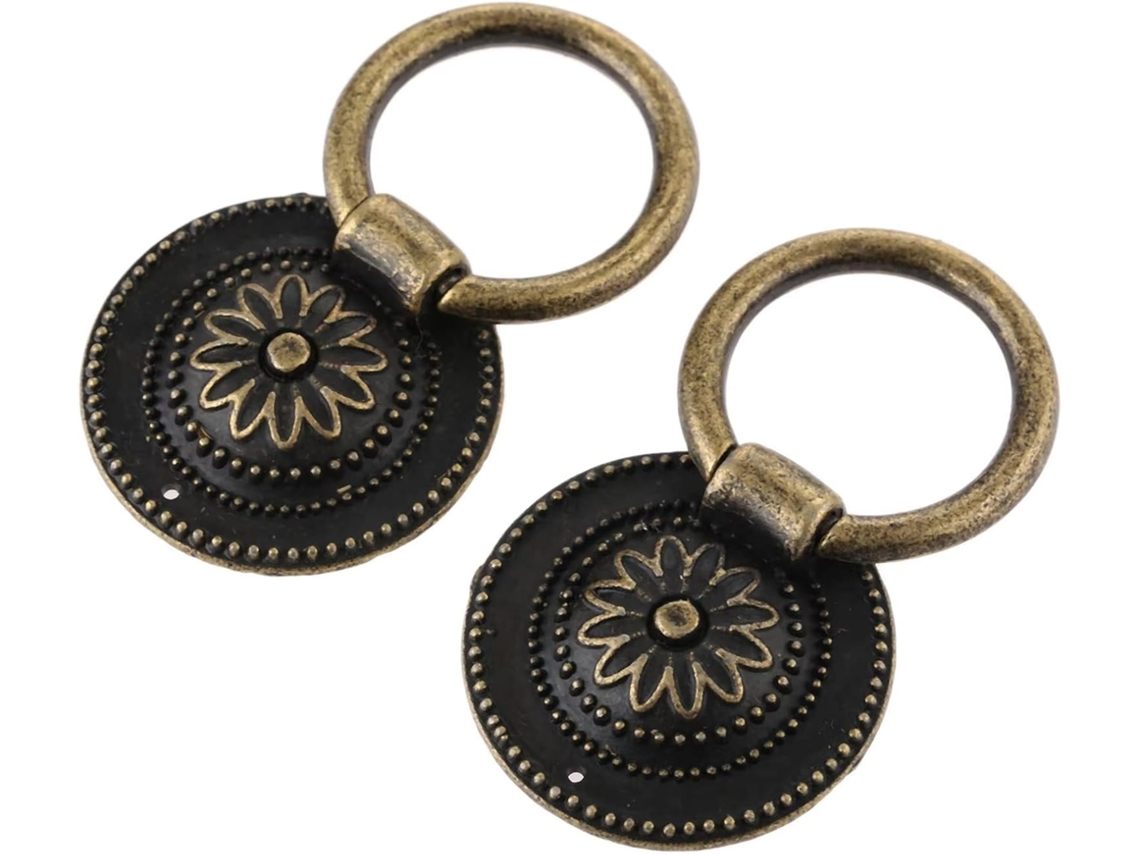 1-puxador Redondo Em Formato De Flor Para Armário, Em Bronze Antigo, Para Gavetas E Armários, Com Parafusos