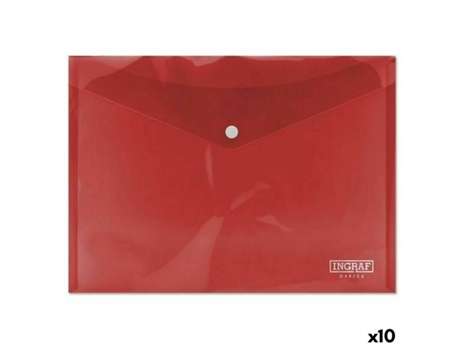 Portadocumentos INGRAF Plástico Vermelho Fecho A4 (10 Unidades)