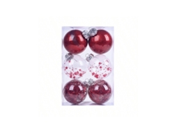 Bola De Natal De Plástico Com Faixas De Glitter Vermelha 8cm Igvtrade