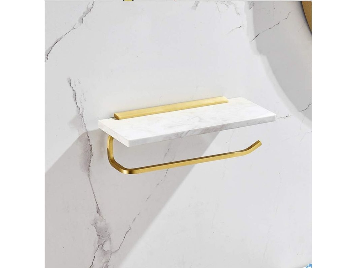 Porta Papel Higiênico De Parede Moderno De Alumínio E Mármore Resistente A Oxidação Com Plataforma Multifuncional