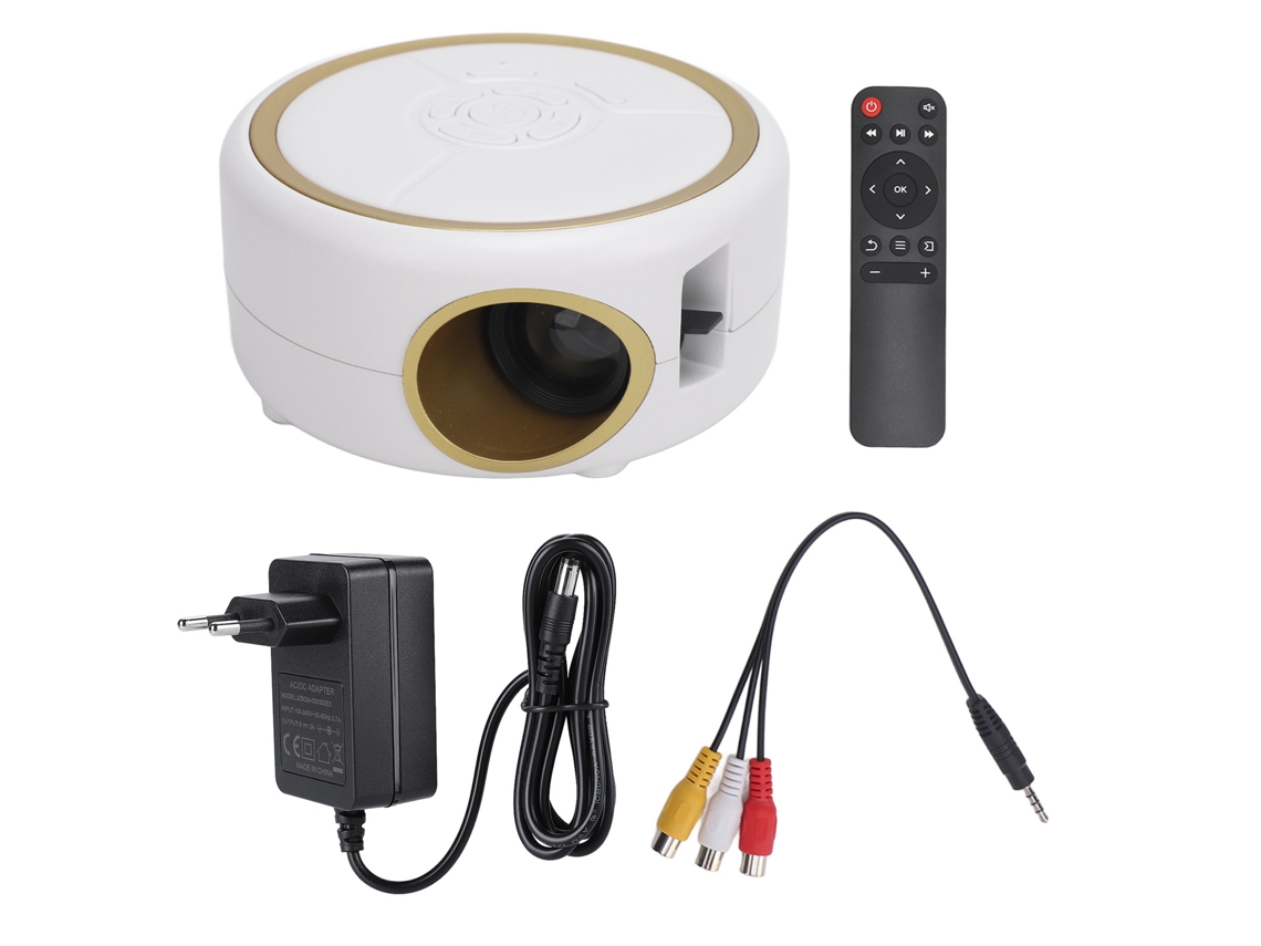 Projetor Mini 1080p Hd Com Mirroring De Tela Fio E Alto-falante Integrado Portátil Led Para Casa E Exterior Plug Eu