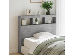 Vidaxl Armário De Cabeceira C/ Luzes Led 120x17x102cm Cinzento Cimento