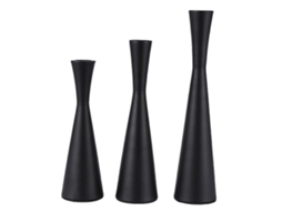 Omni 3 Suportes de Velas de Metal Taper, Suportes para Velas para Boda, Cena, Festa e Decoração de Casa Traje Negro