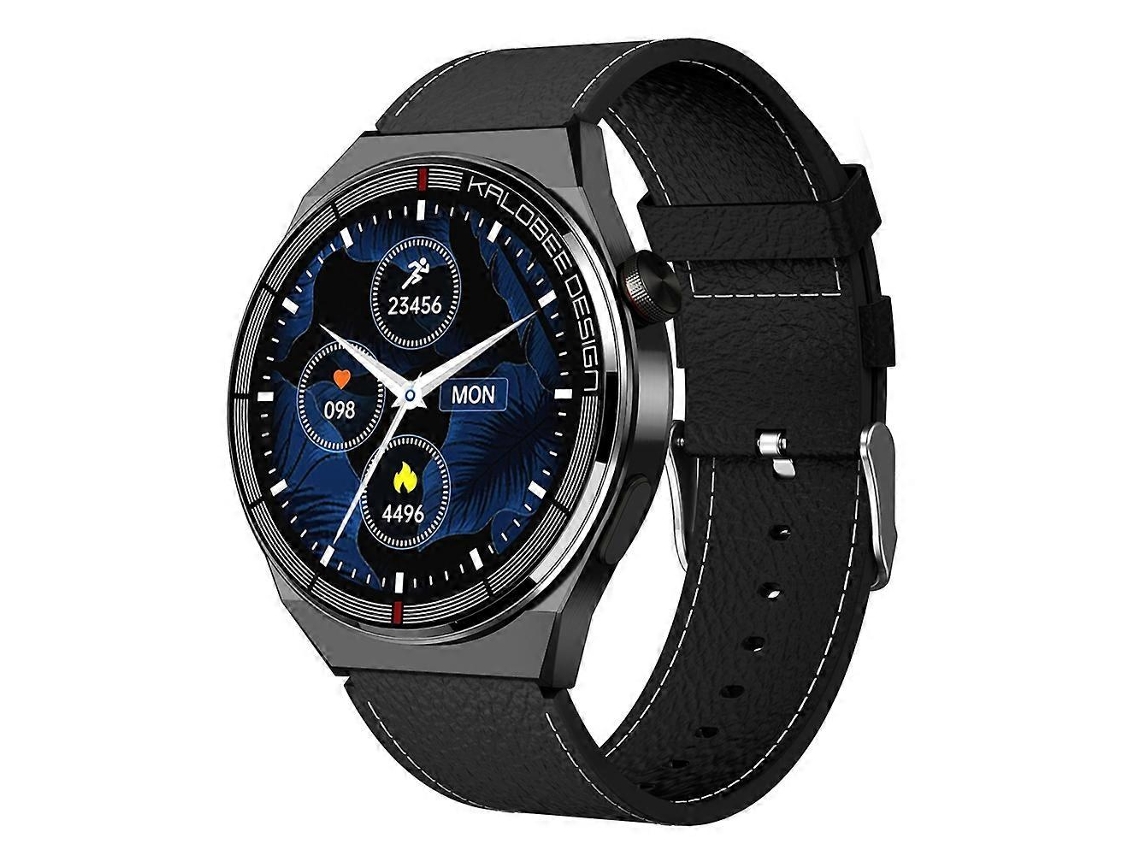 Relógio inteligente à prova d'água IP68 com pulseira de couro de 1,3 polegadas e suporte para chamadas Bluetooth VONKELIOS