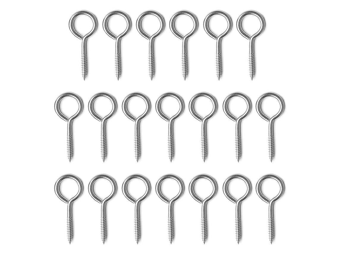 Kit De 20 Ganchos Em Forma De Olho, Ganchos De Metal Em Aço Inoxidável Para Copos, 20 Parafusos Fechados
