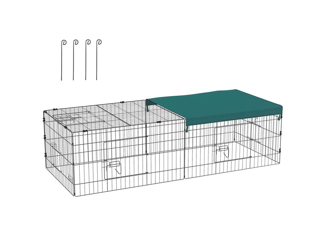 Gaiola Para Verde Coelhos Externa E Interna Com Telhado De Aço. 185x75x50cm.