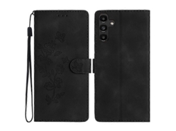 Capa De Couro Pu Compatível Com Samsung Galaxy A25 5g, Capa Magnética Com Estampa De Flores E Suporte Tipo Carteira