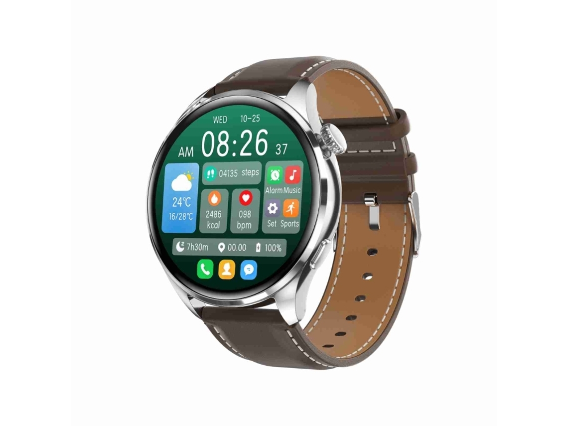 (prateado) Pulseira Inteligente De Couro De 3,7 Cm (1,46 Polegadas), À Prova D'água Ip67, Com Chamadas Bluetooth E Monitoramento_glo