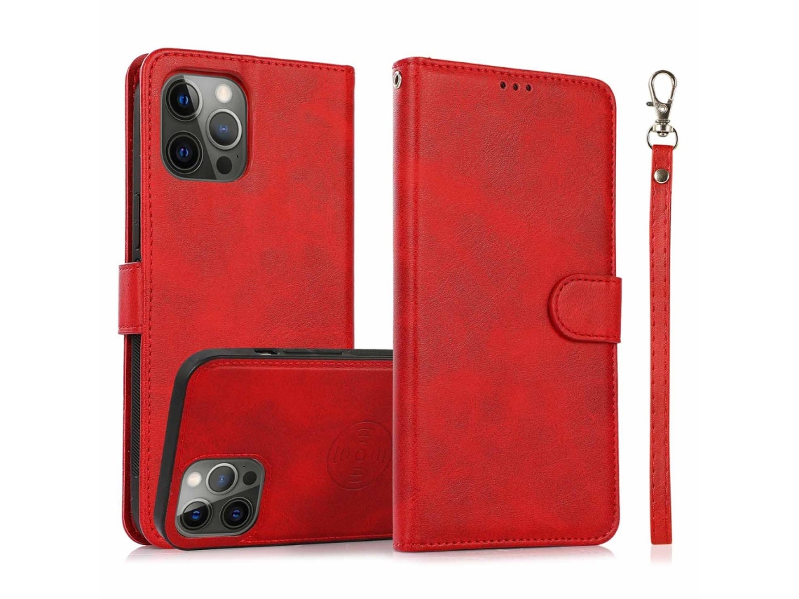 Capa Para Iphone 15 Pro Max Pele Sintética Magnética Vermelho