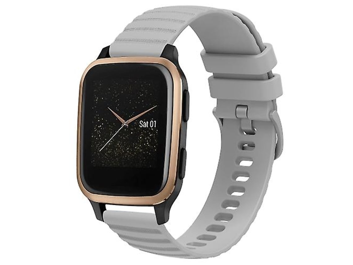 Lurelia Pulseira Garmin Venu Sq 20 Mm, De Silicone Com Padrão Pontos Ondulados E Cor Sólida, Cinza, Acabamento Moderno
