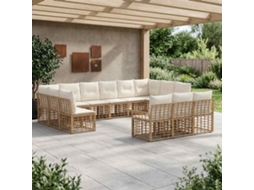 Vidaxl Conjunto De Sofás Para Exterior 13 Pcs Natural E Branco Creme
