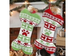 Pacote Com 2 Meias De Natal, Sacos De Presente Para Meias De Natal, Meias De Natal De Malha Para Animais De Estimação, Sacos De Doces Olysi Shop