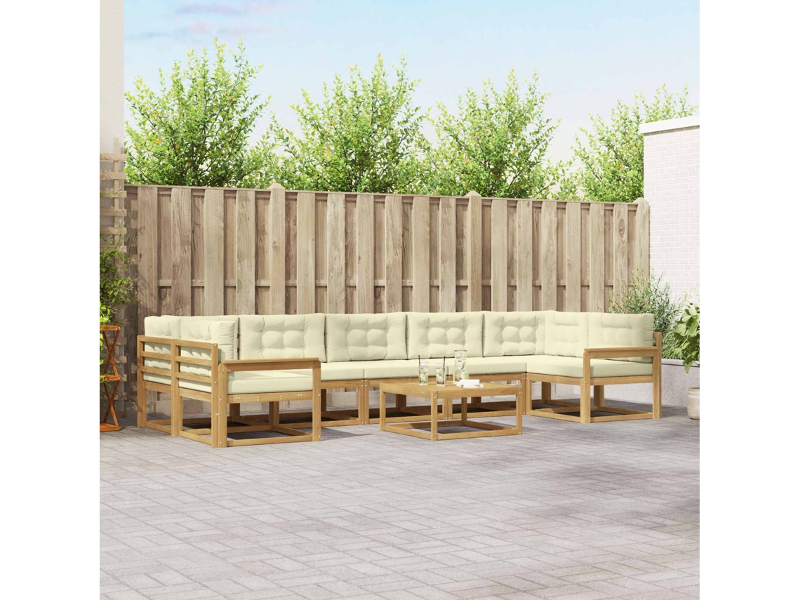 Vidaxl Conjunto De Sofás Para Exterior 6 Unid. Branco E Creme