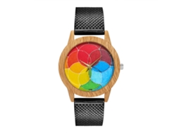 Relógio de quartzo unissex com pulseira de silicone ou malha, preto.
