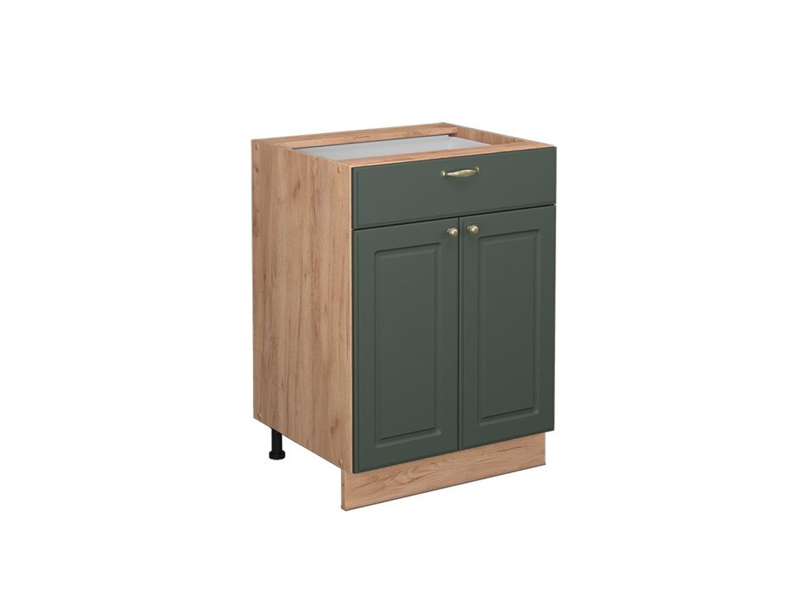 Armário de cozinha Fame-Line, 60 cm com gaveta, sem bancada, Countryside Gold Green, VICCO