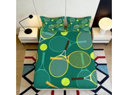 Conjunto de Cama com Estampa 3d Raquete em Microfibra Fronha 200x25cm