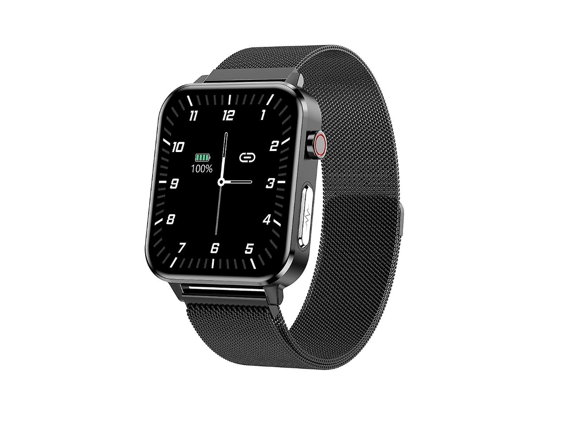 Relógio inteligente E86 com tela TFT colorida de 1,7 polegadas e pulseira de aço VONKELIOS (preto)