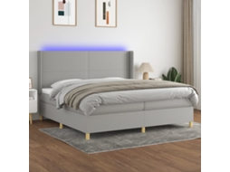 Cama Box Spring C/ Colchão E Led 200x200 Cm Tecido Cinza-claro