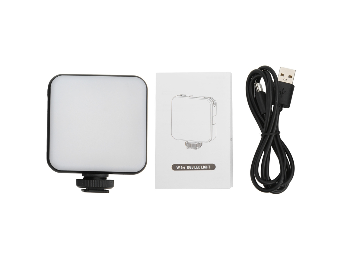 Luz de preenchimento LED RGB W64 com múltiplos modos de efeitos de luz. Mini luz LED de bolso para câmera, ideal para fotografia e videoconferência. LAXISCREED