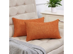 2026 funda de Almohada Lombar Laranja Outono 2 Peças Lino Rústico Decorativo 12x20 Polegadas para Sofá