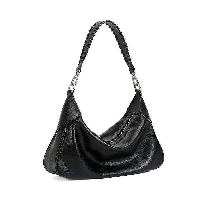 (3192-preto) Nova Bolsa Feminina Em Couro Genuíno, Estilo De Designer De Luxo, Bolsa Transversal Moderna Em Couro Bovino
