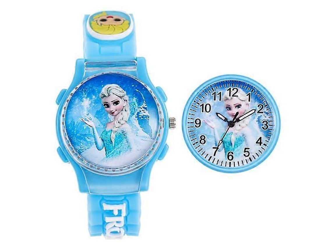 Relógio Infantil Frozen Elsa Princesa Presente Fofo De Desenho Animado Para Crianças Azul