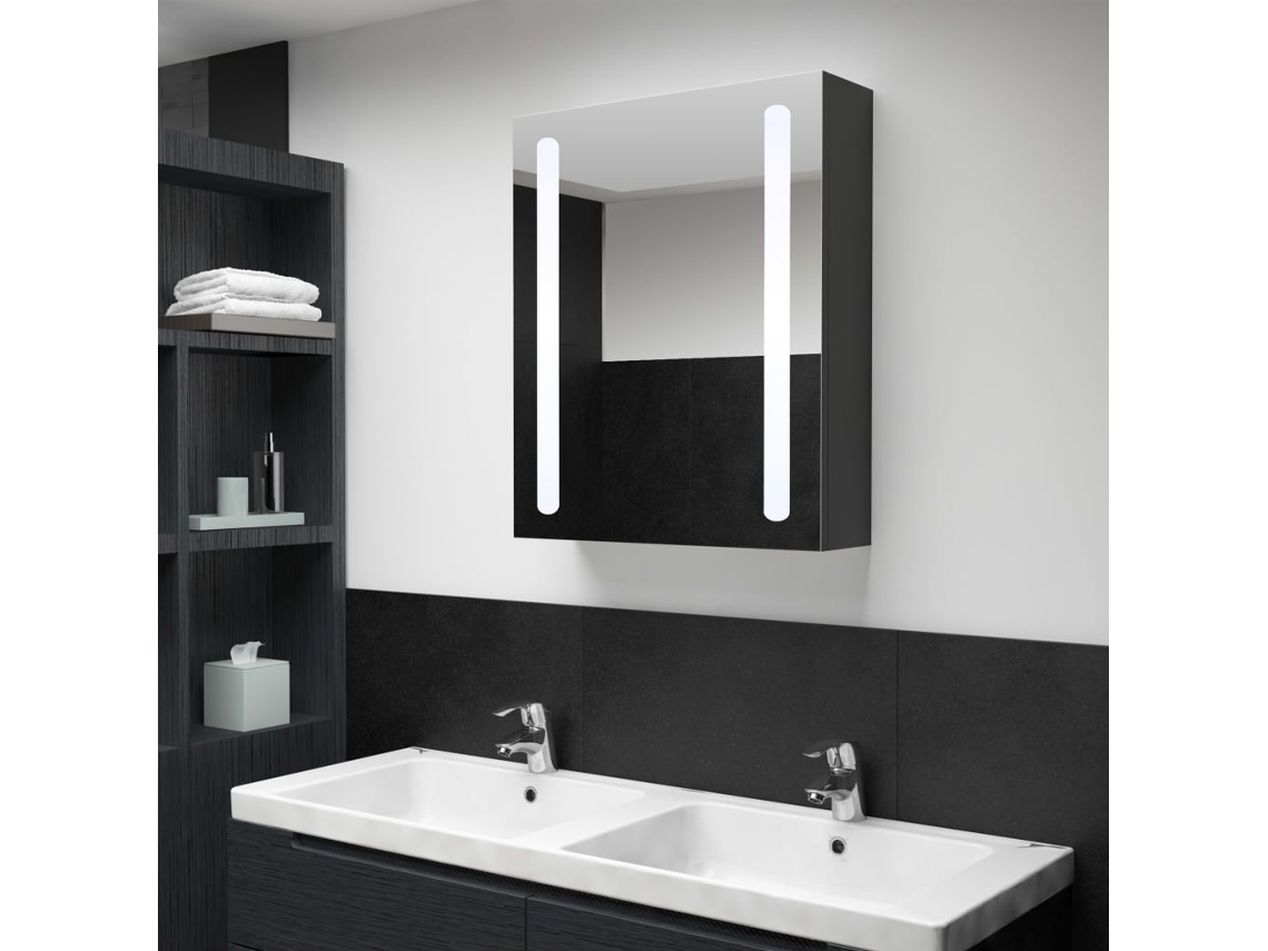 Vidaxl Armário Espelhado Para Casa De Banho Com Led 50x13x70 Cm
