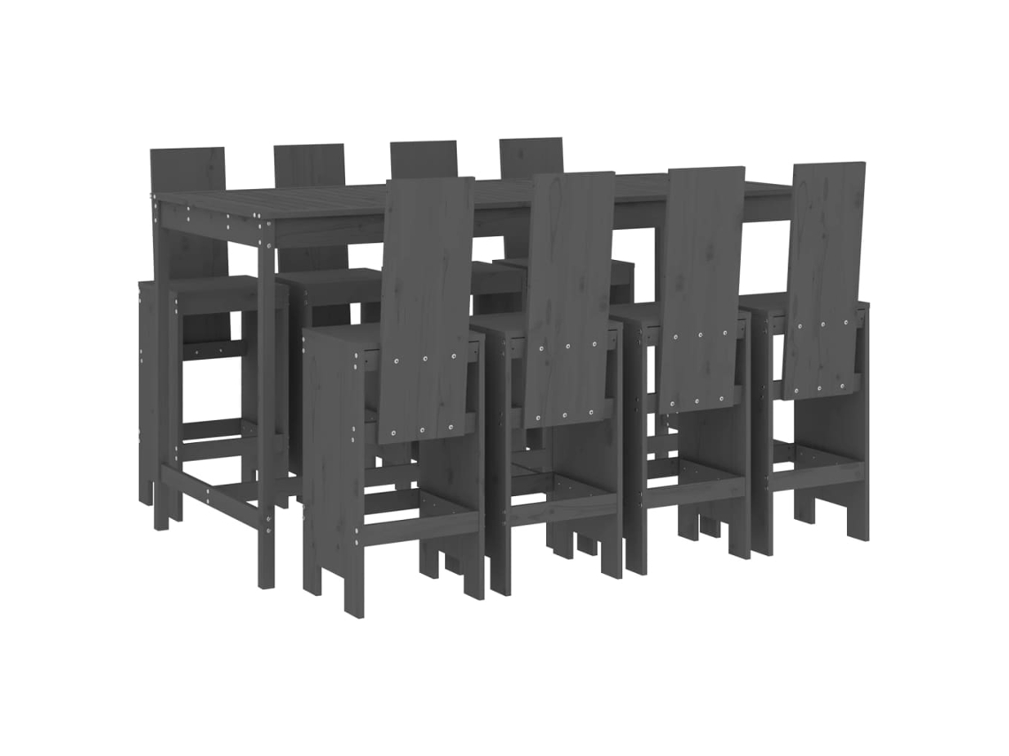Conjunto de 9 Bar para Jardim Pinho Maciço Cinzento MAISON EXCLUSIVE