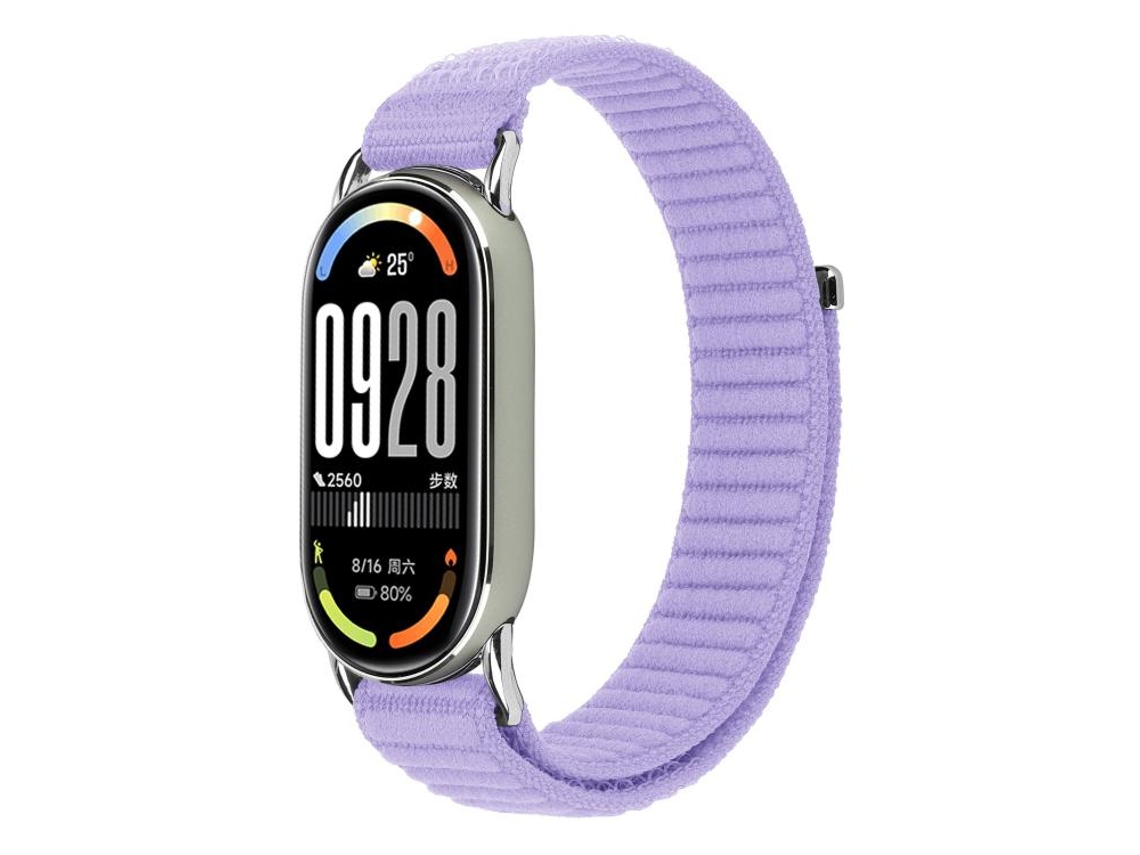 Bracelete Para Xiaomi Smart Band 10/9/8 - Nylon Trançado - Fecho De Velcro Lilás