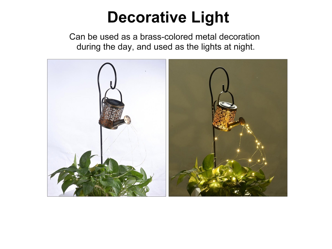 Luz Decorativa Solar em Forma de Chaleira com Gravura Oca para Jardim Pátio S/MARCA