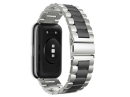 Bracelete Aço Inoxidável Adaptável Cinzento e Preto para Huawei Watch Fit 2