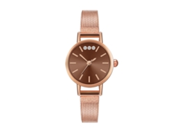 Relógio Casual de Estilo Simples Retro de Pulso com Cinta de Malha Quarzo E15 w Marrom