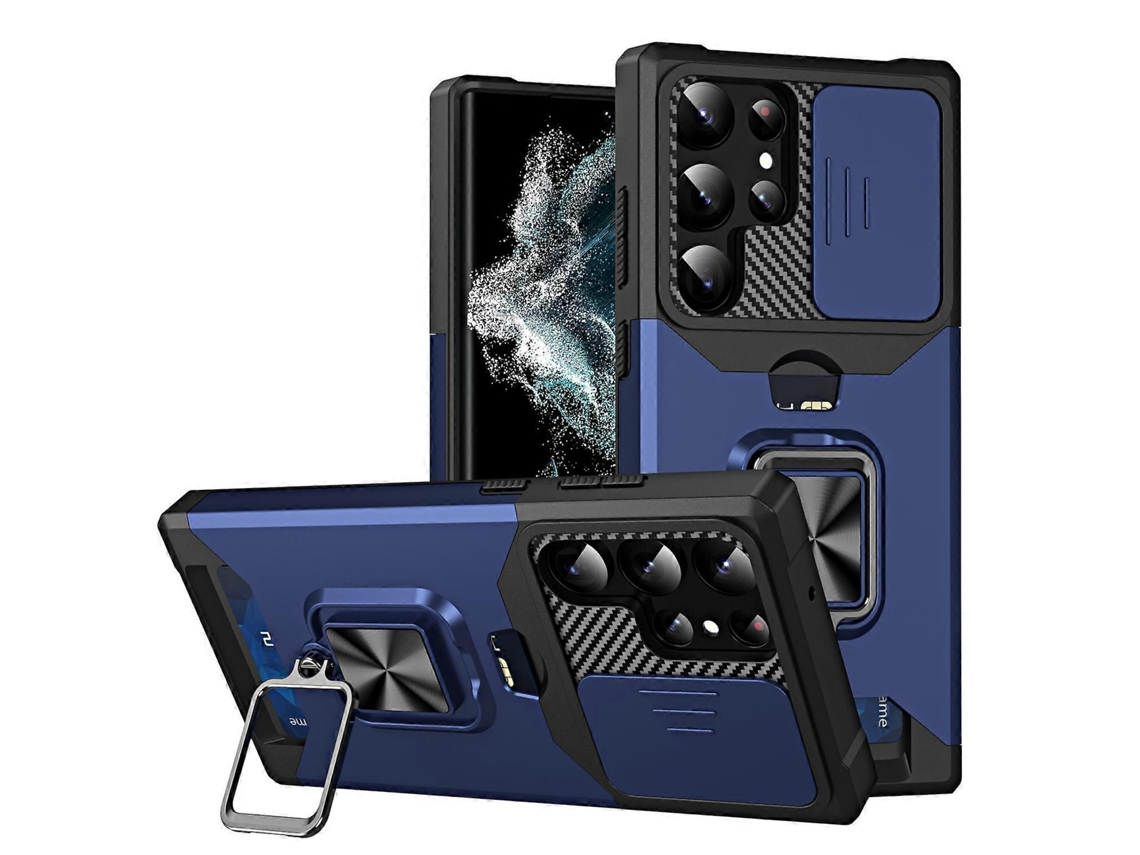 Capa Deslizante Camshield Para Samsung Galaxy S23 Ultra 5g Com Suporte De Anel E Compartimento Para Cartão