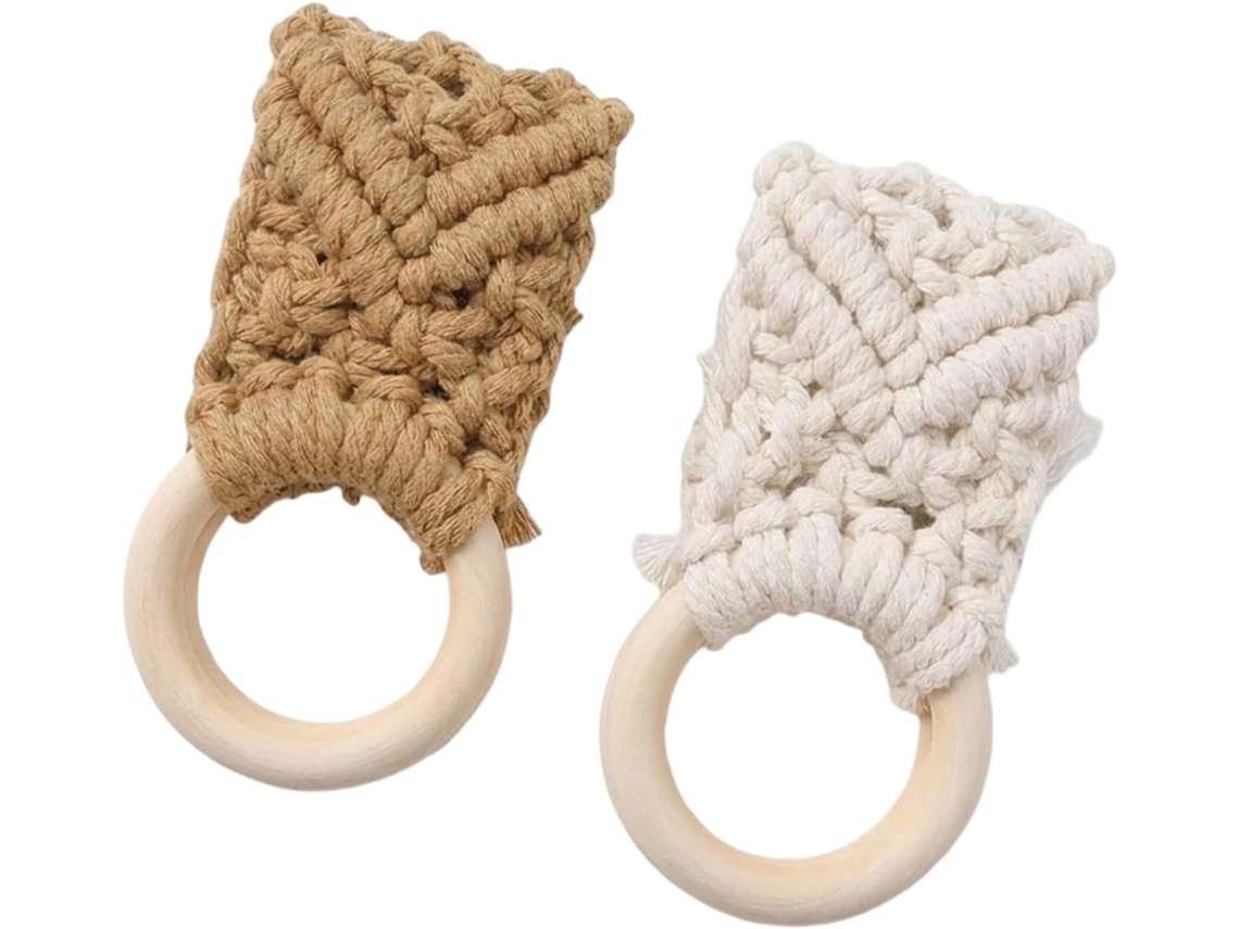 Conjunto De 2 Anéis Toalha Madeira E Corda, Cabide Toalhas,