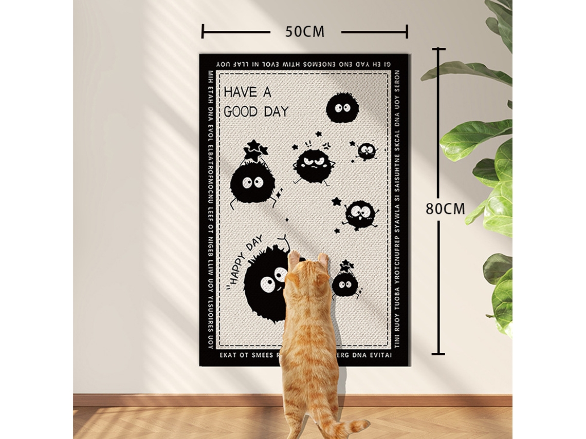 Tapete de Parede para Arranhar de Gato, 50x80cm para Proteção de Paredes, CZHHMART (bola Preta)