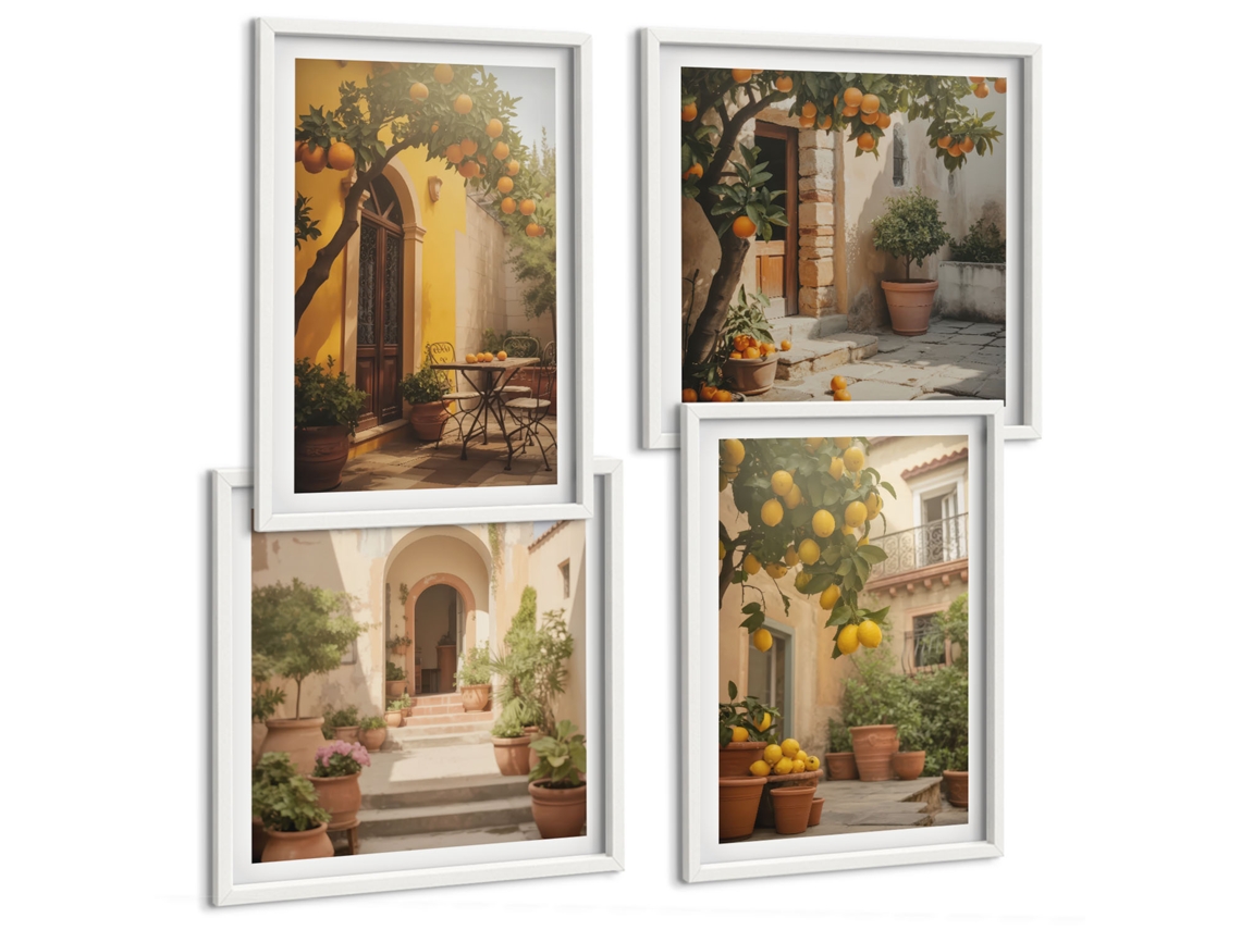 Composição De Quadros Frutas Cítricas No Jardim Espelharte (4 Peças)